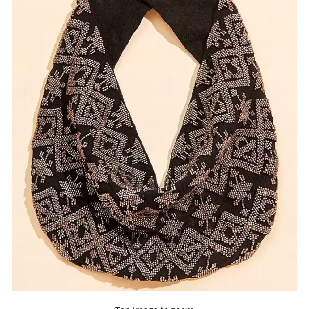 Black Beaded Infinity Scarf